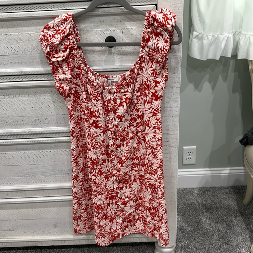 Madewell short floral button-up dress